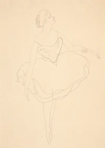 Studie till ’Kostymskiss (Bal Masque)’ av Charles Demuth