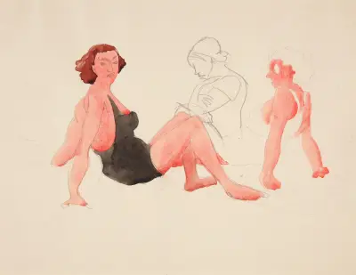 Tre kvinnor på stranden, Provincetown av Charles Demuth