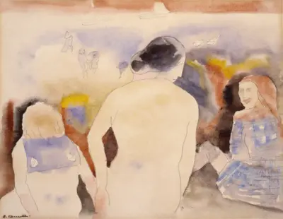 Untitled (Woman with Black Hair and Two Children) av Charles Demuth