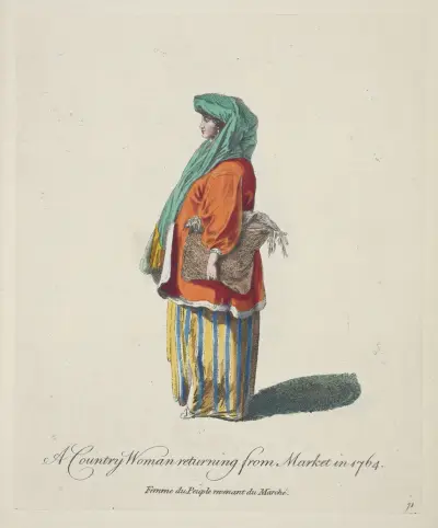 Venkovanka vracející se z trhu v roce 1764, Charles Grignion
