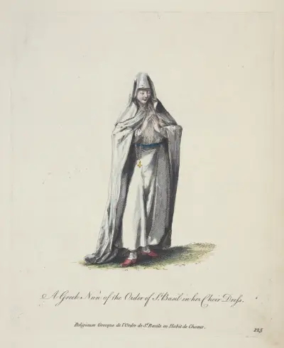 Eine griechische Nonne des Basilianerordens in ihrem Chorkleid von Charles Grignion