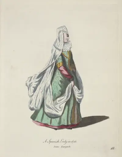 A Spanish lady in 1626. Dame Espagnole. av Charles Grignion