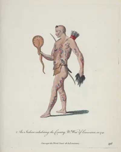 En indian från landet nordväst om Louisiana 1741 av Charles Grignion
