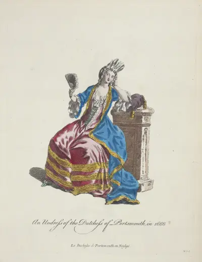 An undress of the Dutchess of Portsmoutn in 1666. La Duchesse de Portsmouth en négligé. av Charles Grignion