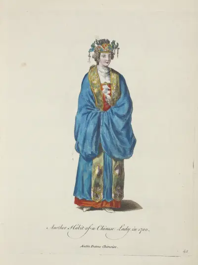 Another habit of a Chinese lady in 1700. Autre dame Chinoise. av Charles Grignion