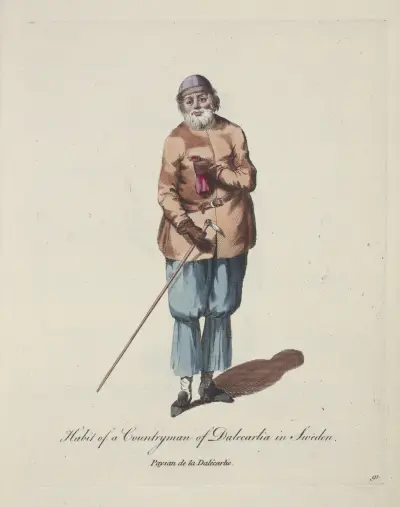 Kroj sedláka z Dalarny ve Švédsku. Paysan de la Dalécarlie., Charles Grignion