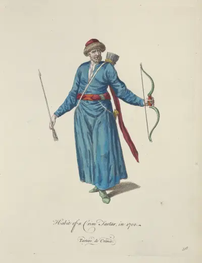 Oblečení krymského Tatara, 1700, Charles Grignion