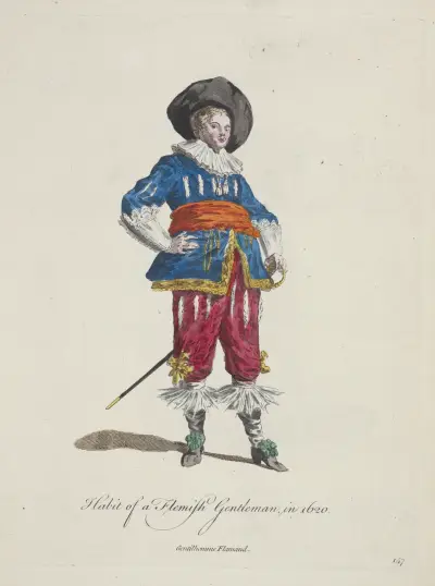 Tracht eines flämischen Herrn im Jahr 1620 von Charles Grignion