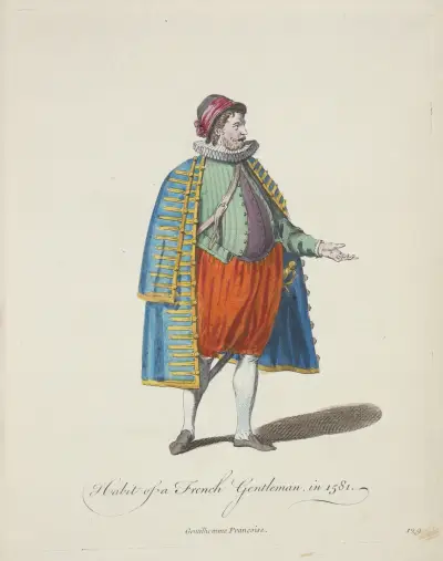 Tracht eines französischen Herrn im Jahr 1581. Gentilhomme François. von Charles Grignion