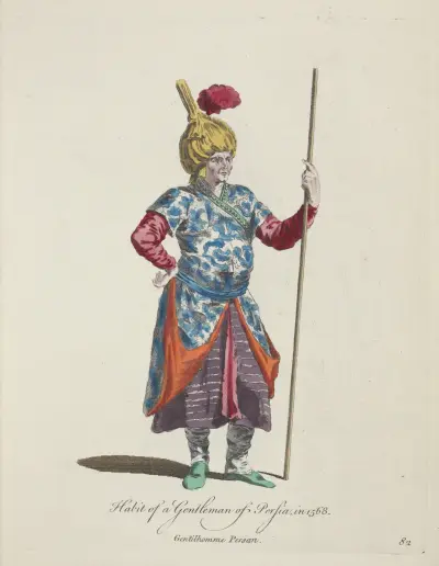 Habit of a gentleman of Persia in 1568. Gentilhomme Persan. av Charles Grignion