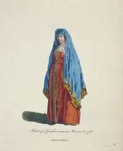 Tracht einer Dame in Moskau 1768. Femme de Moscou von Charles Grignion