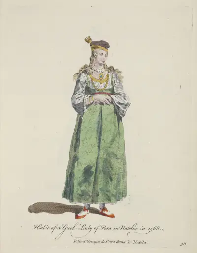 Tracht einer griechischen Dame aus Pera in Anatolien, 1568 von Charles Grignion