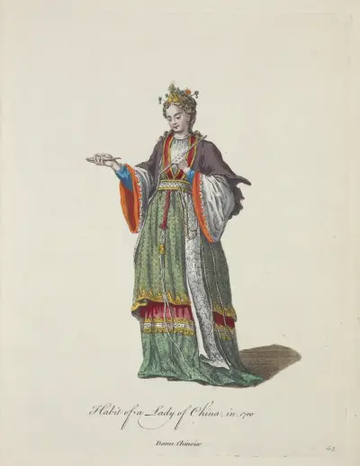 Dräkt för en dam i Kina 1700. Dame Chinoise. av Charles Grignion