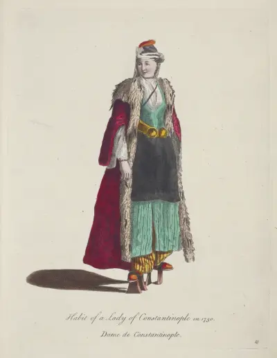 Tracht einer Dame aus Konstantinopel im Jahr 1750. Dame de Constantinople. von Charles Grignion