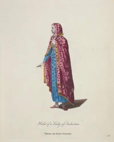 Oděv ženy z Indostanu. Femme des Indes Orientales 5, Charles Grignion