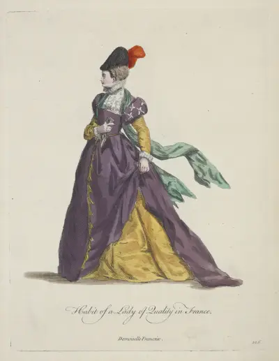 Kroj urozené dámy ve Francii. Demoiselle Francoise, Charles Grignion