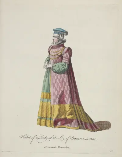 Tracht einer vornehmen Dame aus Bayern 1581 von Charles Grignion