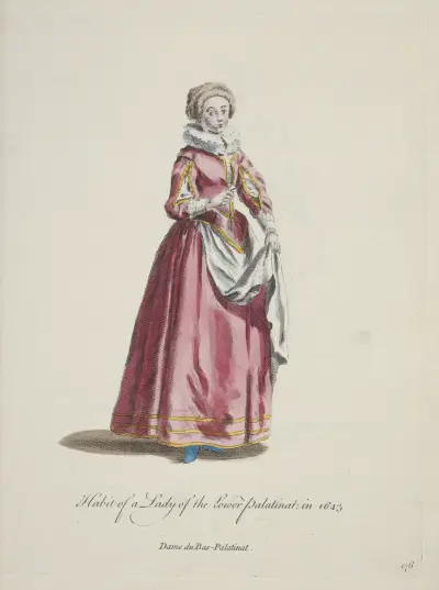 Dräkt för en dam från Nedre Pfalz 1643 av Charles Grignion