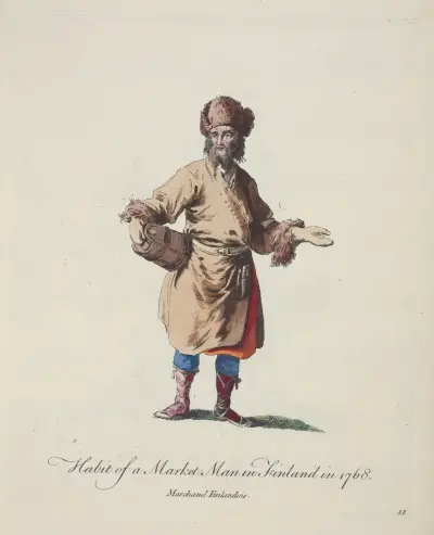 Oděv trhovce ve Finsku roku 1768. Marchand Finlandois., Charles Grignion