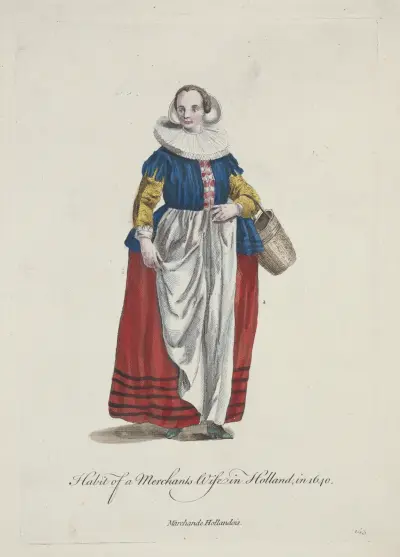Holländsk köpmannafrus dräkt 1640 av Charles Grignion