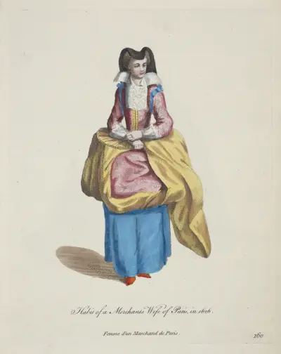 Tracht der Ehefrau eines Pariser Kaufmanns 1626. Femme d'un marchand de Paris von Charles Grignion