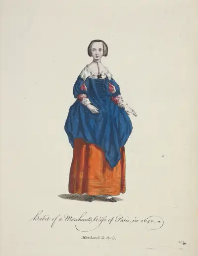 En parisisk köpmanshustrus dräkt 1640 av Charles Grignion