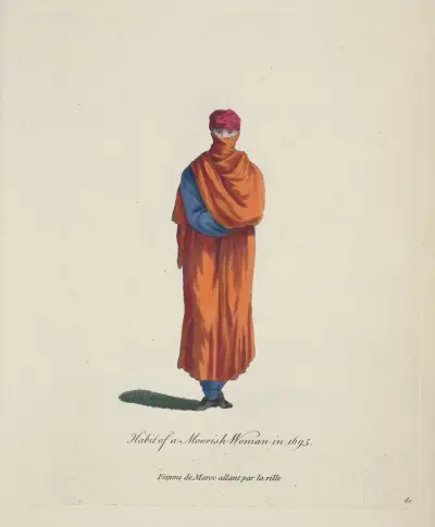 Tracht einer maurischen Frau im Jahr 1695. Femme de Maroc allant par la ville von Charles Grignion