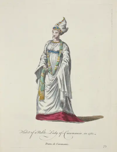 Tracht einer adligen Dame aus Karamanien im Jahr 1581. Dame de Caramanie von Charles Grignion