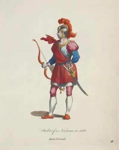 Tracht eines Normannen im Jahr 1066. Ancien Normand. von Charles Grignion