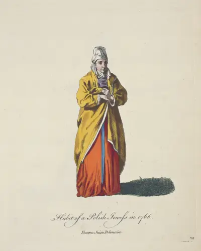 Habit of a Polish Jewess in 1766. Femme Juixe Polonoise. av Charles Grignion