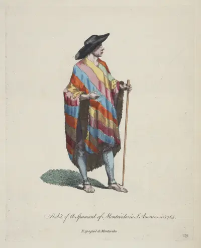 Habit of a Spaniard of Montevideo in South America in 1764. Espagnol de Montevideo av Charles Grignion