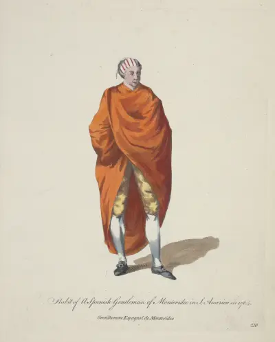 Tracht eines spanischen Herrn aus Montevideo in Südamerika im Jahr 1764 von Charles Grignion