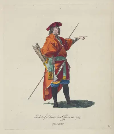 Tracht eines tatarischen Offiziers im Jahr 1765 von Charles Grignion