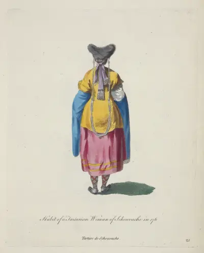 Tracht einer tatarischen Frau aus Schouvache im Jahr 1768. Tartare de Schouvache von Charles Grignion