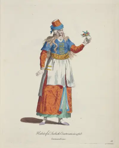En turkisk kurtisans dräkt 1568 av Charles Grignion