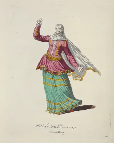 Tracht einer türkischen Tänzerin im Jahr 1700. Damseuse Turque von Charles Grignion