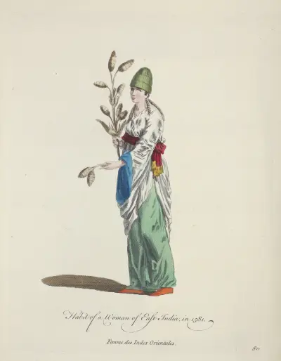 Kleidung einer Frau aus Ostindien im Jahr 1581 von Charles Grignion