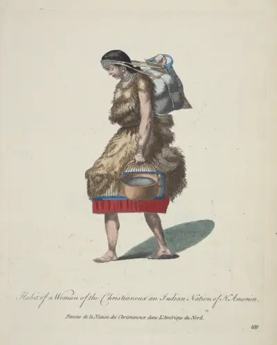 Oblečení ženy z kmene Christianoux, indiánského národa v Severní Americe, Charles Grignion