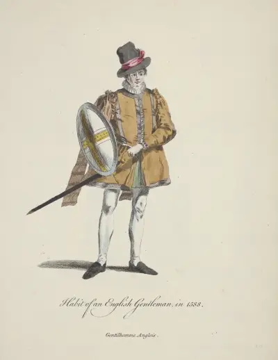 Habit of an English gentleman in 1588. Gentilhomme Anglois. av Charles Grignion