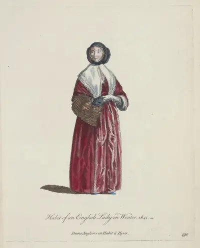 Engelsk damdräkt i vinterkläder, 1641 av Charles Grignion