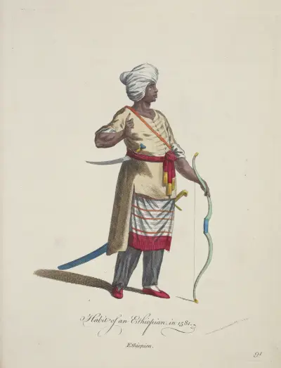 Tracht eines Äthiopiers im Jahr 1581. Äthiopien. von Charles Grignion
