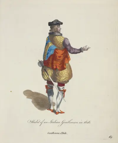 Italiensk herremans dräkt 1626 av Charles Grignion