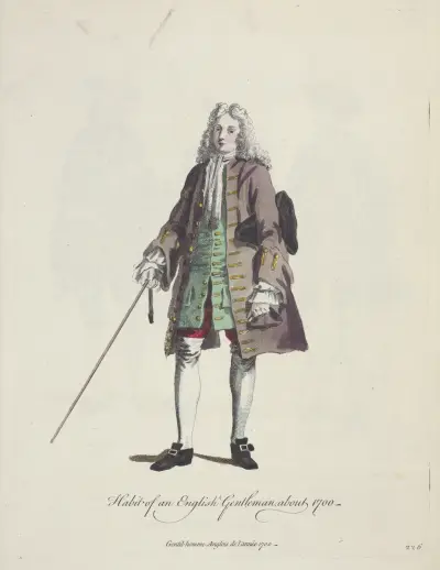 Engelsk gentlemans dräkt omkring 1700 av Charles Grignion