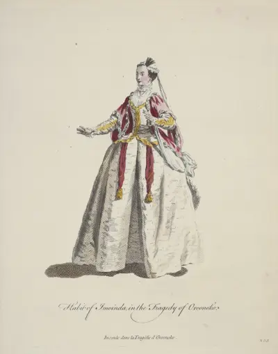 Imoindas Kleid in der Tragödie Oroonoko von Charles Grignion