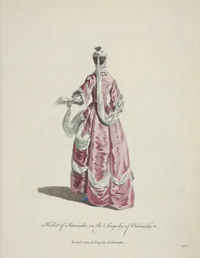Imoindin kostým v tragédii Oroonoko, 1757 – č. 1, Charles Grignion