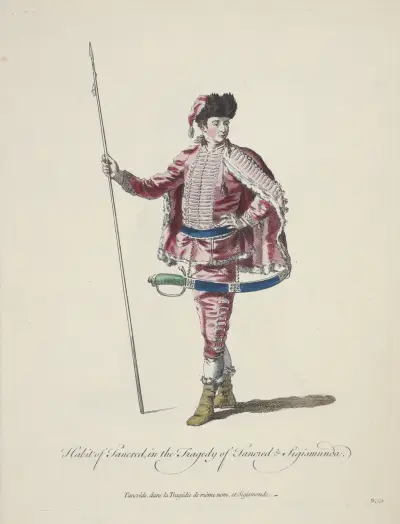 Tracht des Tancred in der Tragödie Tancred und Sigismunda von Charles Grignion