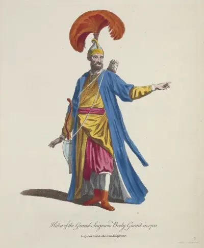 Habit of the grand seignior’s body guard in 1700. Corps de garde du grand Seigneur. av Charles Grignion