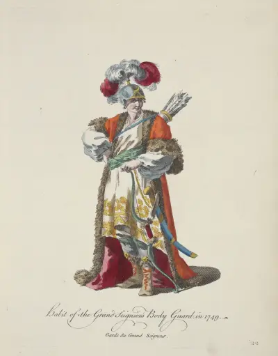 Habit of the grand seignor’s body guard, in 1749. Garde du grand seigneur. av Charles Grignion