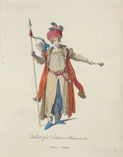 Oblečení tatarského prince, 1700. Princ Tartar, Charles Grignion