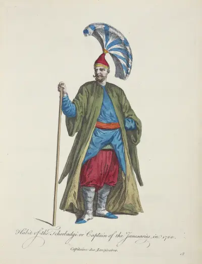 Tracht des Tschorbadschi oder Kapitän der Janitscharen, 1700 von Charles Grignion